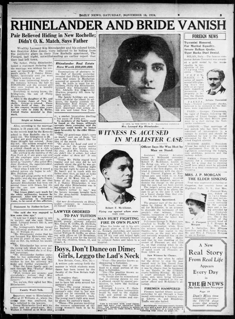 Image of a page of a newspaper includes a photograph of a young woman with dark hair as well as other photographs that relate to multiple stories on this page.